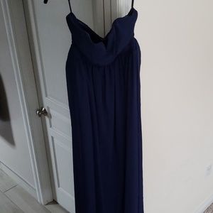 LONG NAVY BLUE STRAPLESS DRESS